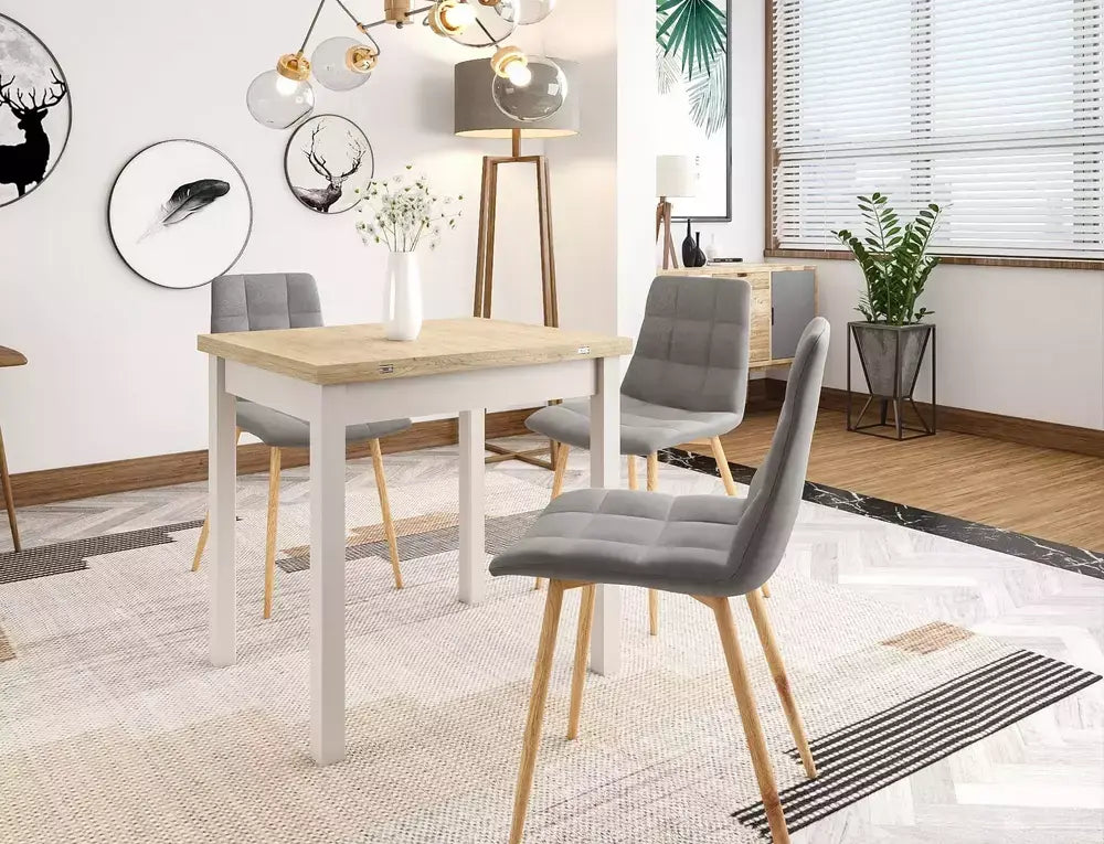 Masă dining extensibilă FLIP stejar Cremona Torro/cașmir 80(160)x80