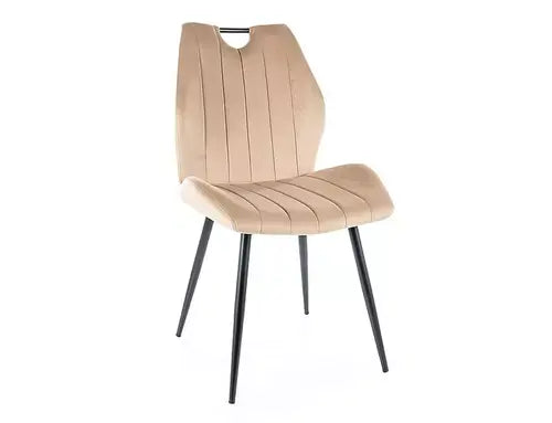 Scaun dining ARCO Velvet structură neagră / bej Bluvel 28
