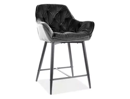 Scaun bar înalt CHERRY H-2 Velvet structură neagră/negru Bluvel 19