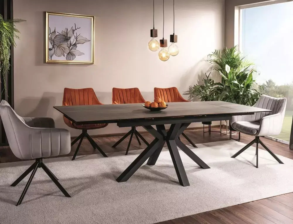 Masă dining extensibilă COLUMBUS Ceramic maro legno/negru 160(240)x90