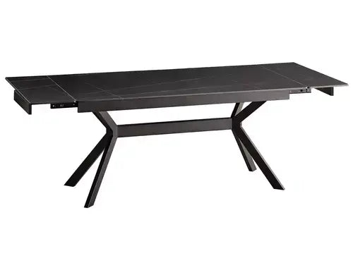 Masă dining extensibilă IMPERIA alb/negru 180(240)x90