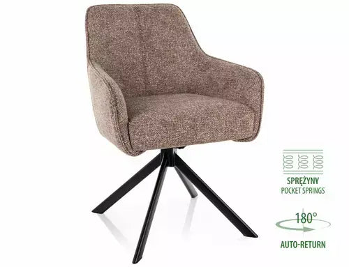 Scaun dining NOTTI LEO structură neagră/bej închis 32