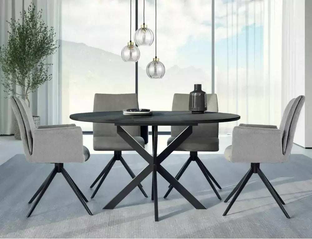 Masă dining extensibilă GASTON Ceramic negru 100(135)x100