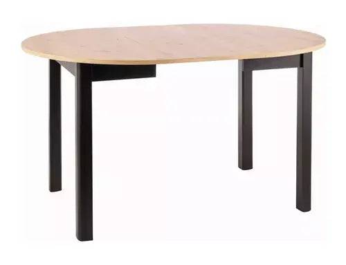 Masă dining extensibilă rotundă DANTE stejar Artisan/negru mat Ø102 (102-144)
