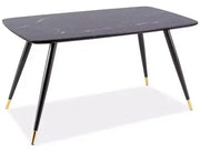 Masă dining CYRYL I negru efect piatră/negru/auriu 140x80
