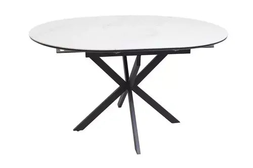 Masă dining extensibilă GASTON Ceramic alb/negru 100(135)x100