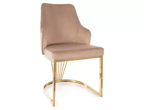 Scaun dining ALURE Velvet auriu structură/bejOWY Bluvel 28