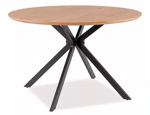 Masă dining rotundă ASTER stejar/negru structură Ø120