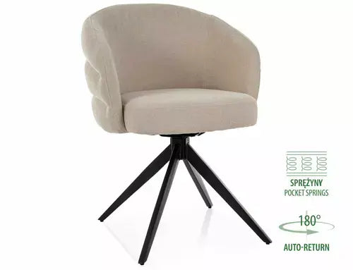 Scaun dining ORES structură neagră/bej deschis tap.251