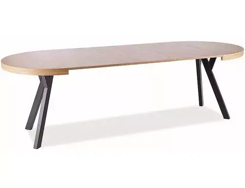 Masă dining extensibilă rotundă DOMINGO stejar/negru Ø100 (100-250)