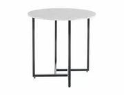 Masă dining rotundă ALTO II alb efect marmură/negru Ø80