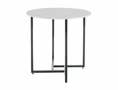 Masă dining rotundă ALTO II alb efect marmură/negru Ø80