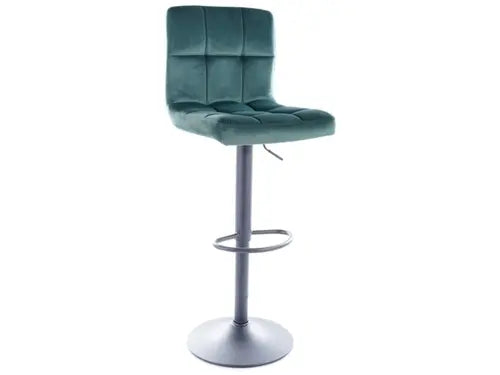 Scaun bar înalt C105 Velvet structură neagră / verde Bluvel 78