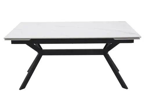 Masă dining extensibilă IMPERIA alb/negru 160(220)x90
