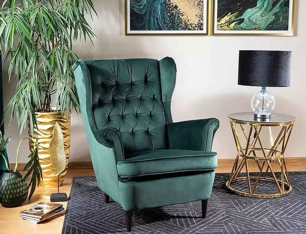 Fotoliu HARRY Velvet verde Bluvel 78/wengé