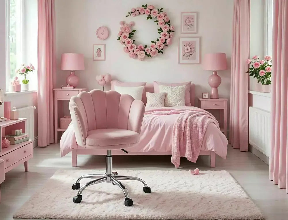 Fotoliu OBROTOWY ROSE Velvet roz antic Bluvel 52
