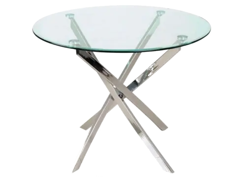 Masă dining rotundă AGIS transparent/crom Ø90