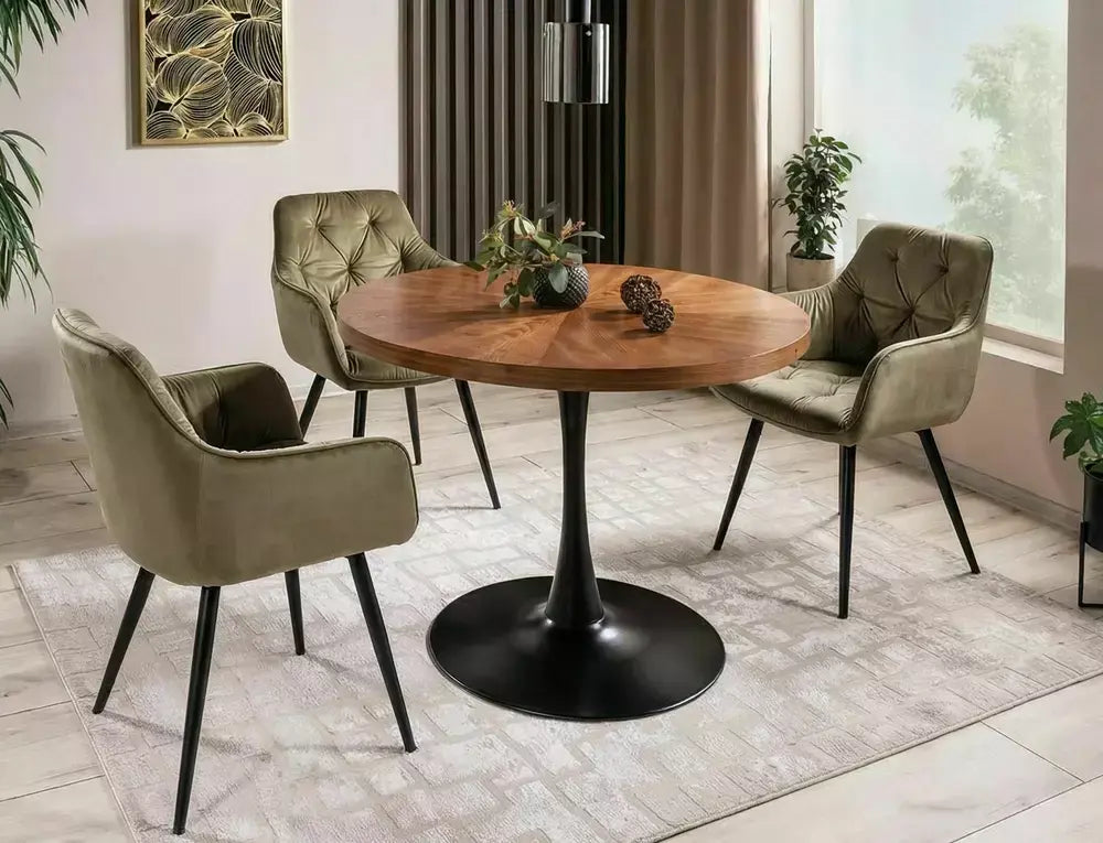 Scaun dining MANGO Velvet structură negru/olive 77
