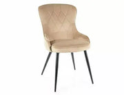 Scaun dining LOTUS Velvet structură neagră/turcoaz Bluvel 85