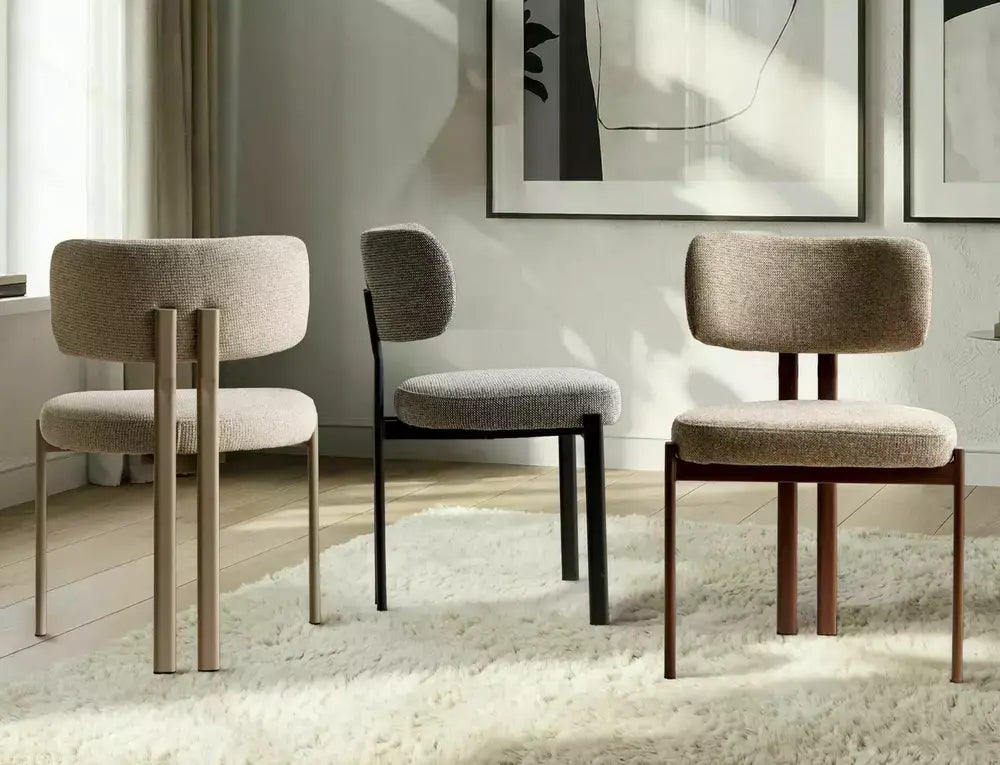 Scaun dining MISAKI D nuc / bej tap. 253