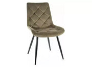 Scaun dining RALPH Velvet structură neagră/olive Bluvel 77
