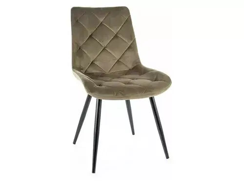 Scaun dining RALPH Velvet structură neagră/olive Bluvel 77