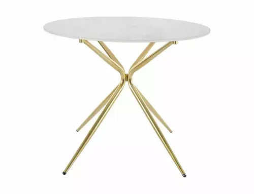 Masă dining rotundă AZALIA Ceramic alb/auriu Ø90