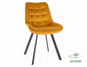 Scaun dining MONTI Velvet structură neagră/curry Bluvel 68