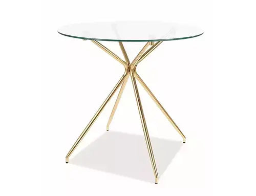 Masă dining rotundă AZALIA transparent/auriu structură Ø80