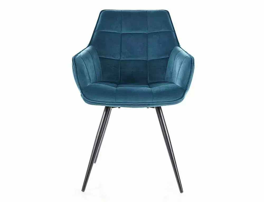 Scaun dining LILIA Velvet structură neagră/turcoaz Bluvel 85