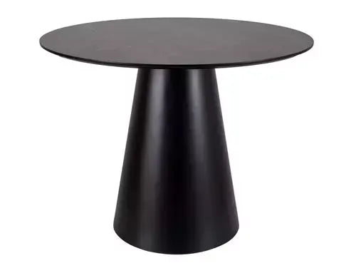 Masă dining rotundă ANGEL gri efect marmură/negru Ø100