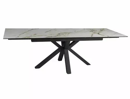 Masă dining extensibilă COLUMBUS Ceramic alb Amber Bianco/negru 160(240)x90