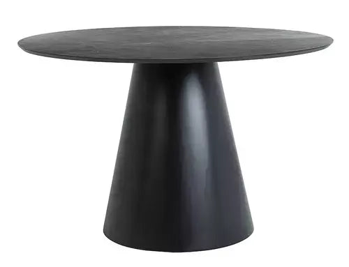 Masă dining rotundă ANGEL gri efect marmură/negru mat Ø120