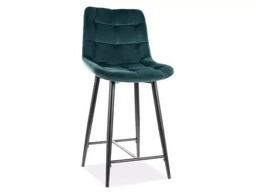 Scaun bar semi-înalt CHIC H-2 Velvet structură neagră/verde Bluvel 78