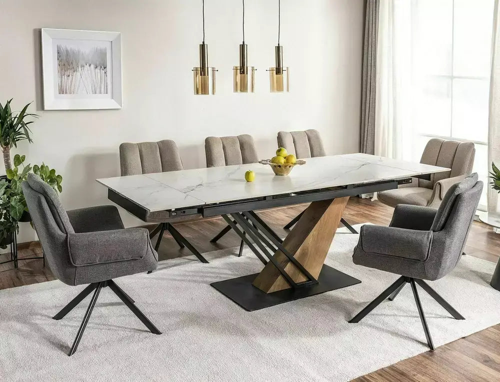 Masă dining extensibilă GENESIS alb/stejar 180(240)x90