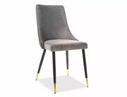 Scaun dining PIANO Velvet negru/auriu structură/J. gri Bluvel 03