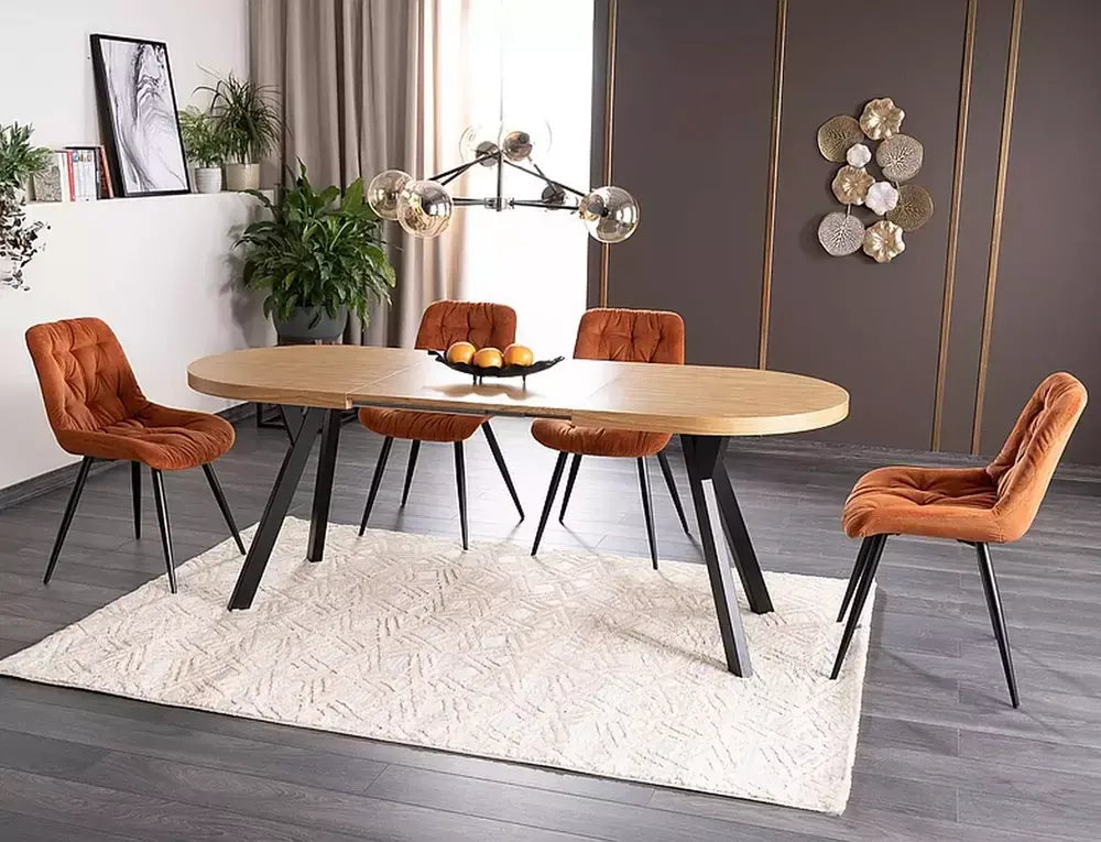 Masă dining extensibilă DOMINGO II stejar/negru 140(272)x80