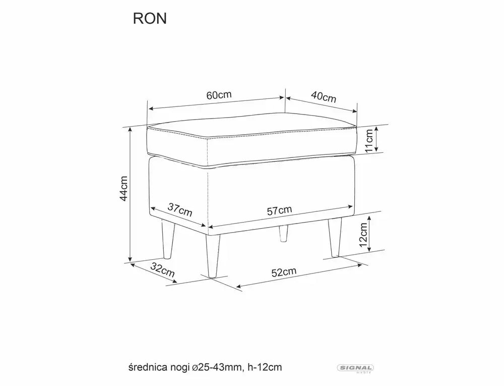 Taburet suport picioare RON Velvet J. gri Bluvel 03/wengé