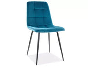 Scaun dining MILA Velvet structură neagră/turcoaz Bluvel 85