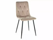 Scaun dining TOM Velvet structură neagră/C. bej Bluvel 40