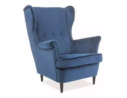 Fotoliu LORD Velvet albastru navy Bluvel 86/wengé