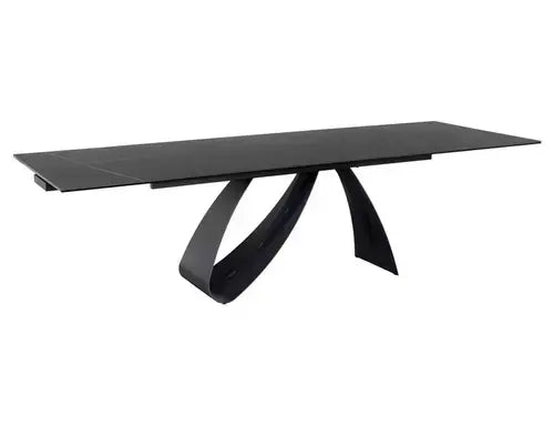 Masă dining extensibilă DIUNA Ceramic negru Sahara Noir/negru mat (160-240)x90