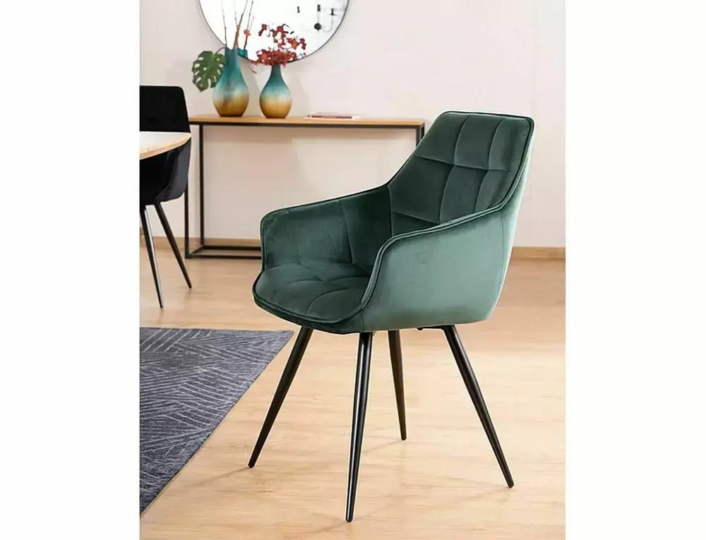 Scaun dining LILIA Velvet structură neagră/verde Bluvel 78