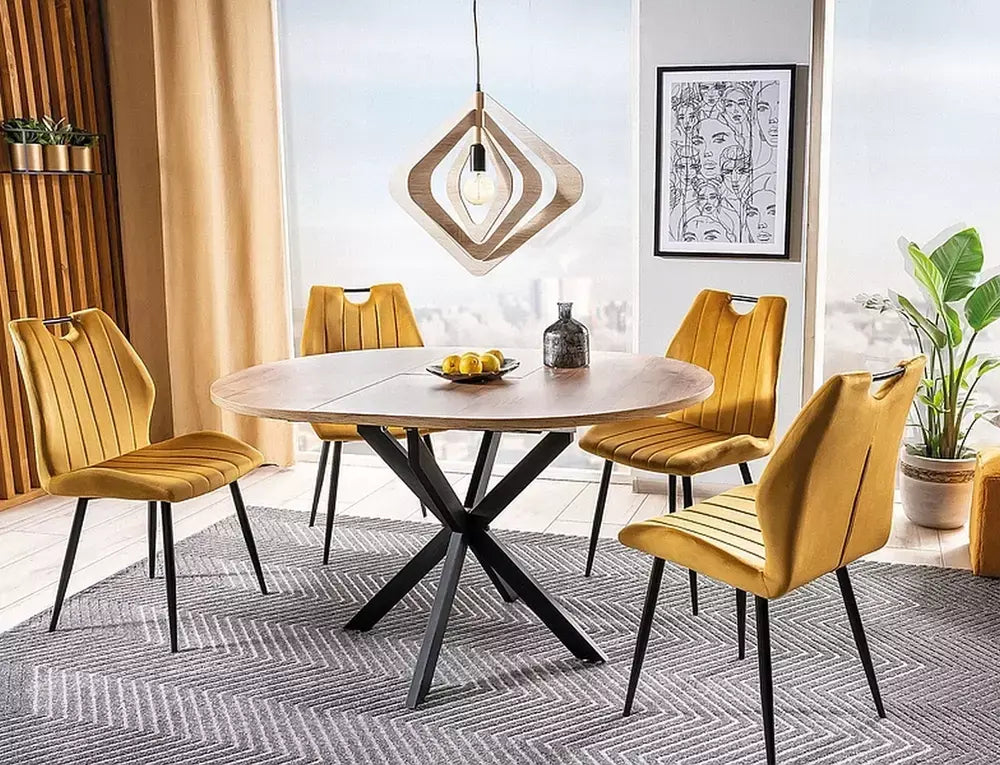 Masă dining extensibilă GASTON stejar Artisan/negru 100(135)x100