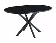 Masă dining extensibilă GASTON negru efect marmură/negru mat 100(135)x100
