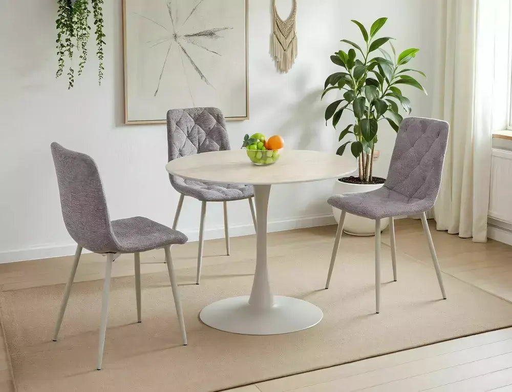 Masă dining rotundă AMADEO Ceramic travertin/cașmir Ø90