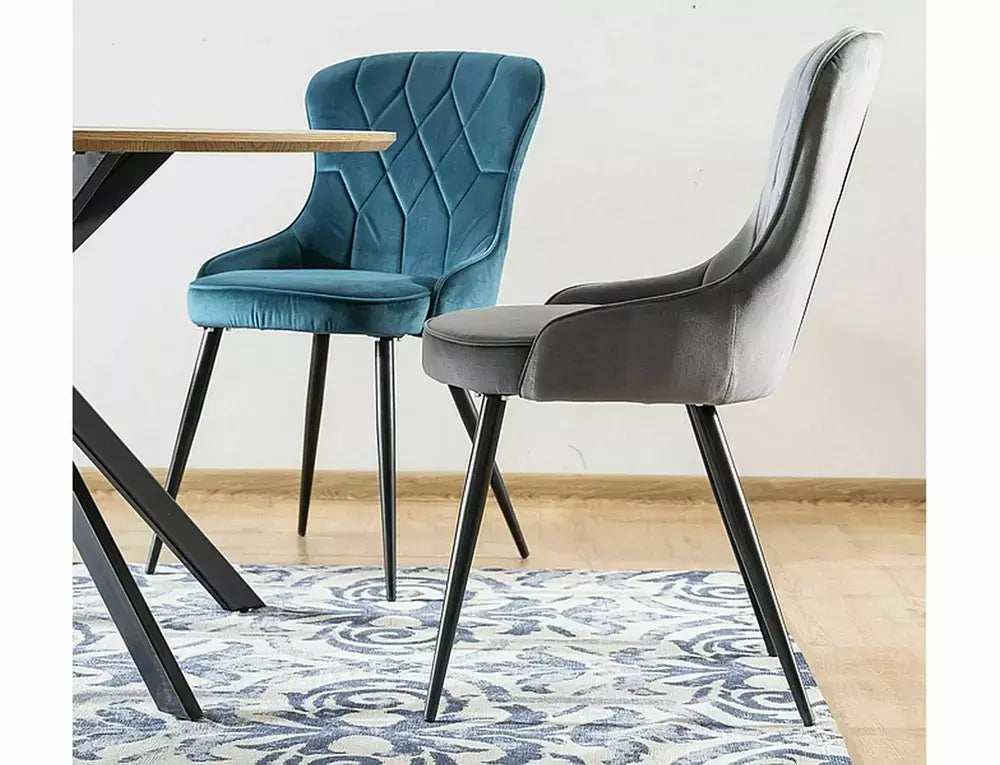 Scaun dining LOTUS Velvet structură neagră/gri Bluvel 14