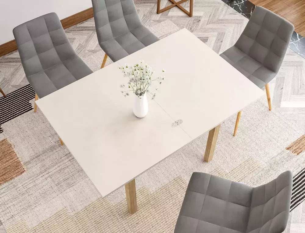 Masă dining extensibilă FLIP cașmir/stejar Cremona Torro 60(120)x80