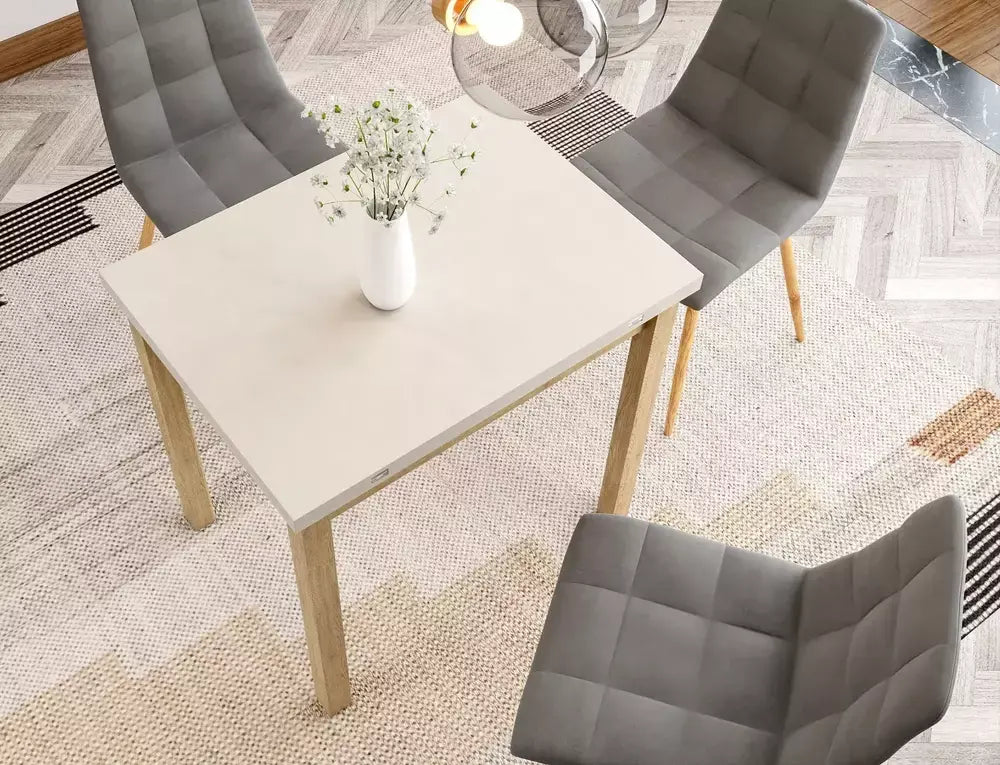 Masă dining extensibilă FLIP cașmir/stejar Cremona Torro 80(160)x80