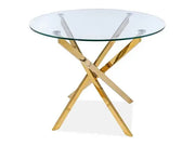 Masă dining rotundă AGIS transparent/auriu Ø90